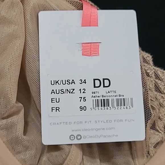 Cleo by Panache 'Asher' Bra 34DD Underwire Balconette  NWT! - Picture 10 of 16